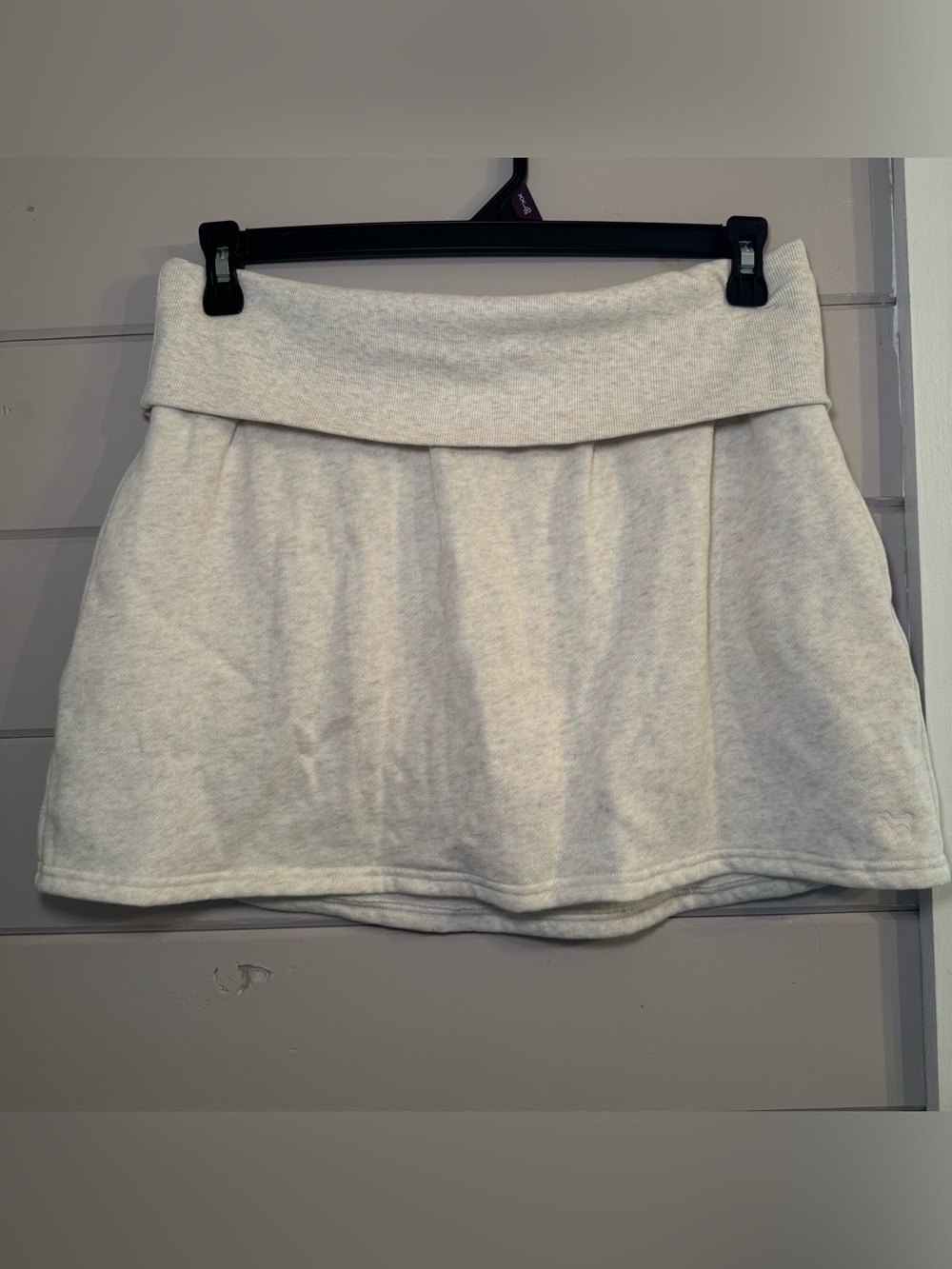 Victoria Secret PINK- Beige Ivy Fleece Foldover Mini Skirt